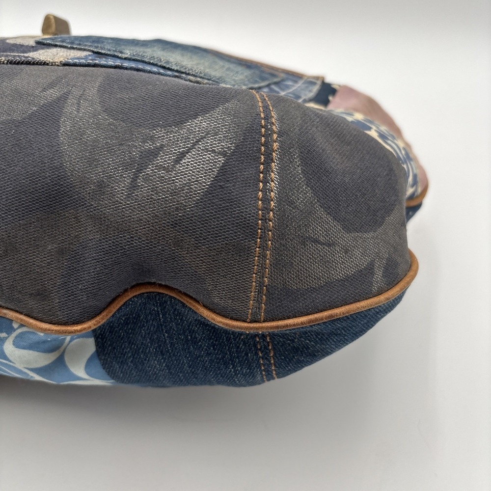 Coach Indigo Denim Blue Patchwork Ergo XL Hobo Handbag Purse Bag RARE Leather - Picture 10 of 16